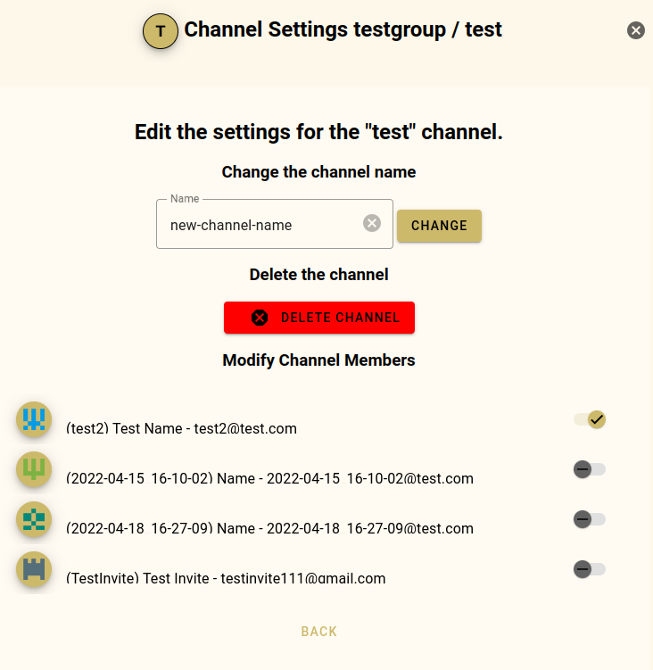 Channel settings